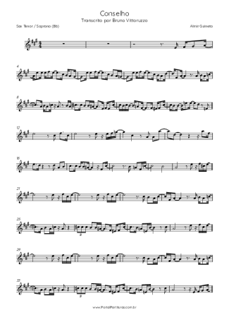 Almir Guineto Conselho score for Tenor Saxophone Soprano (Bb)