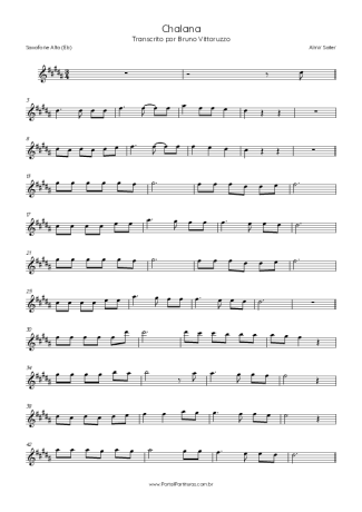 Almir Sater Chalana score for Alto Saxophone
