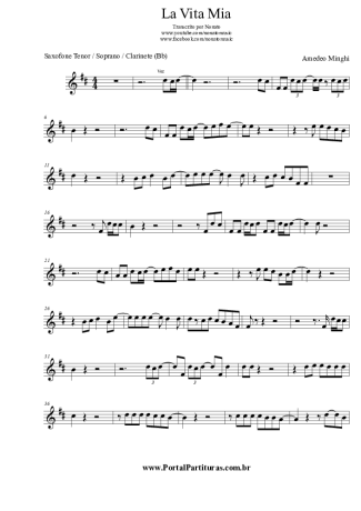 Amedeo Minghi La Vita Mia score for Clarinet (Bb)