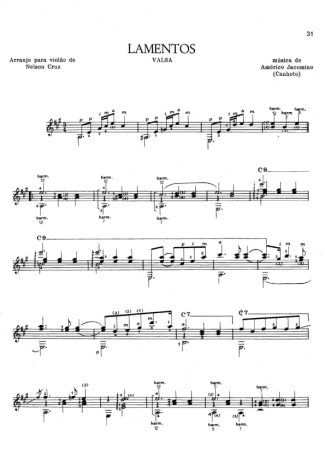 Américo Jacomino Lamentos score for Acoustic Guitar