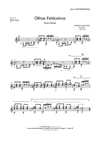 Américo Jacomino Olhos Feiticeiros score for Acoustic Guitar