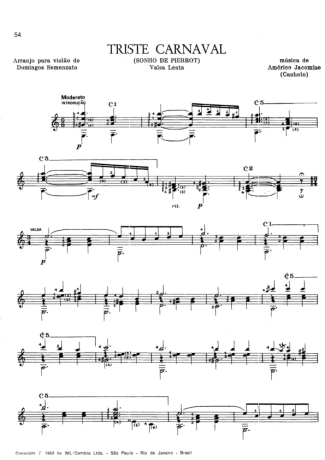 Américo Jacomino Triste Carnaval score for Acoustic Guitar