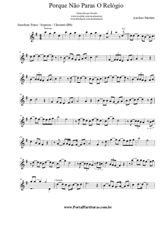 Amilcar Martins Porque Não Paras O Relógio score for Tenor Saxophone Soprano (Bb)