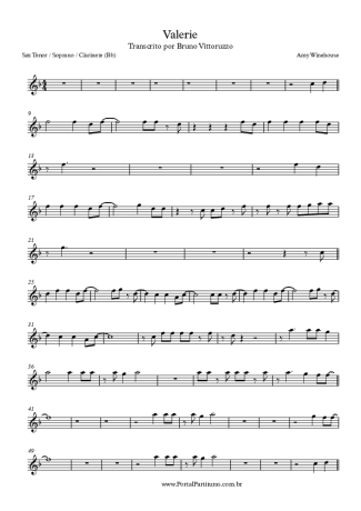 Amy Winehouse  score for Clarinet (Bb)