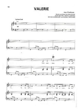Amy Winehouse Valerie score for Piano