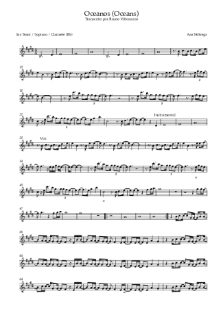 Ana Nóbrega Oceanos (Oceans) score for Clarinet (Bb)
