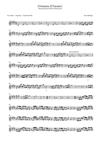 Ana Nóbrega Oceanos (Oceans) score for Clarinet (Bb)