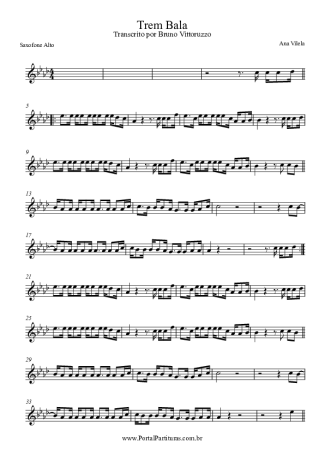 Ana Vilela Trem Bala score for Alto Saxophone