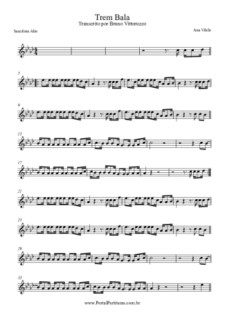 Ana Vilela Trem Bala score for Alto Saxophone