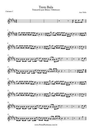 Ana Vilela Trem Bala score for Clarinet (C)