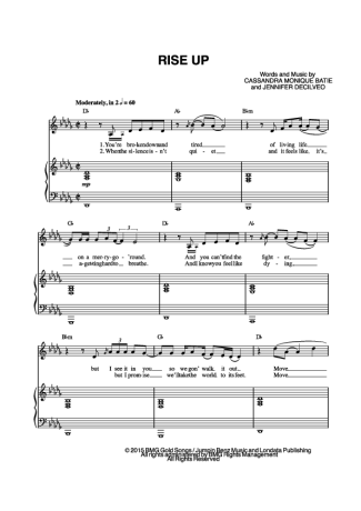 Andra Day Rise Up score for Piano
