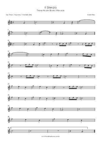 André Rieu Il Silenzio score for Tenor Saxophone Soprano (Bb)