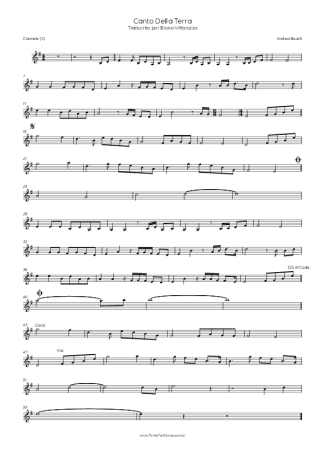 Andrea Bocelli  score for Clarinet (C)