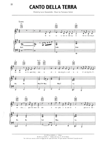 Andrea Bocelli Canto Della Terra score for Piano