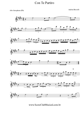 Andrea Bocelli Con Te Partirò score for Alto Saxophone