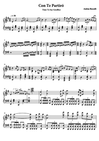 Andrea Bocelli Con Te Partiro score for Piano