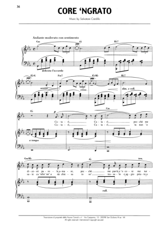 Andrea Bocelli Core Ngrato score for Piano