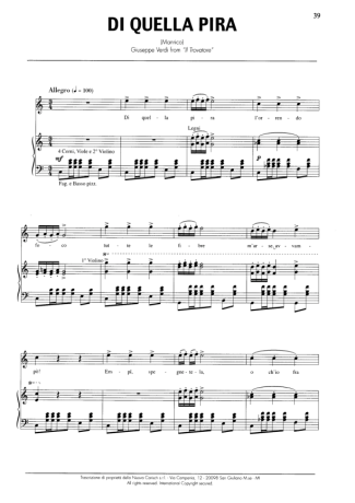 Andrea Bocelli Di Quella Pira score for Piano