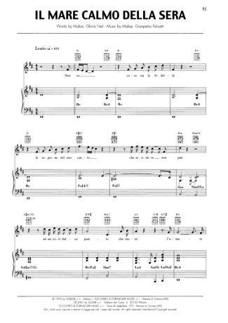 Andrea Bocelli Il Mare Calmo Della Sera score for Piano