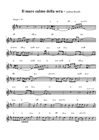 Andrea Bocelli Il Mare Calmo Della Sera score for Tenor Saxophone Soprano (Bb)