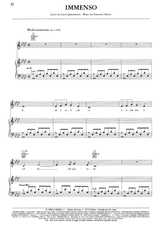 Andrea Bocelli Immenso score for Piano