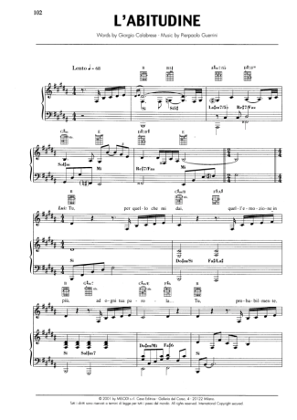Andrea Bocelli L Abitudine score for Piano