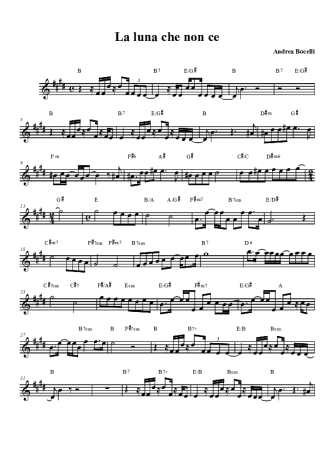 Andrea Bocelli La Luna Che Non C´e score for Clarinet (Bb)
