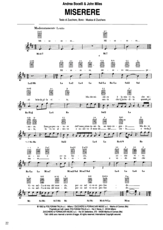 Andrea Bocelli Miserere score for Acoustic Guitar
