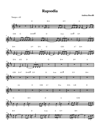 Andrea Bocelli Rapsodia score for Alto Saxophone