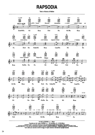 Andrea Bocelli Rapsodia score for Keyboard