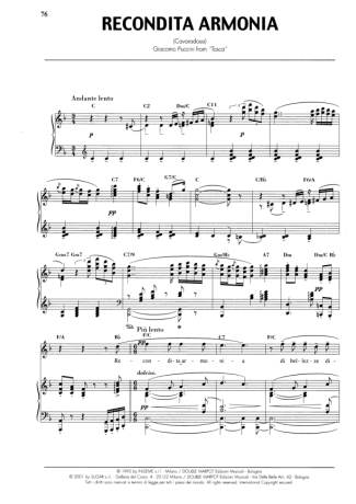 Andrea Bocelli Recondita Armonia score for Piano