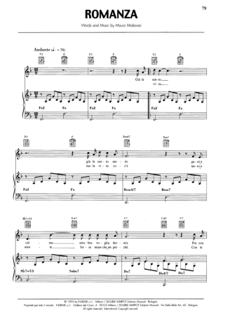 Andrea Bocelli Romanza score for Piano