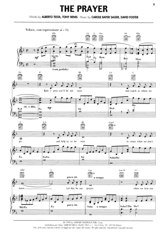 Andrea Bocelli The Prayer score for Piano