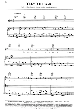 Andrea Bocelli Tremo E T Amo score for Piano