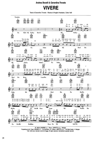 Andrea Bocelli  score for Keyboard