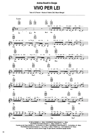 Andrea Bocelli Vivo Per Lei score for Keyboard