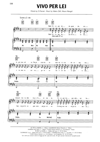 Andrea Bocelli Vivo Per Lei score for Piano