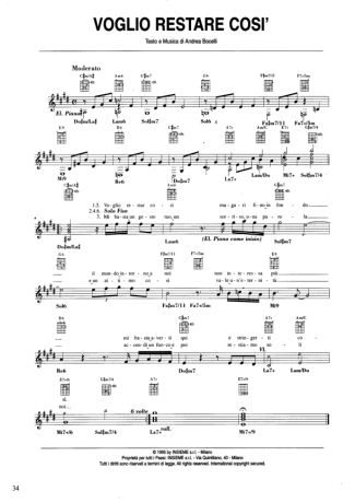 Andrea Bocelli  score for Keyboard