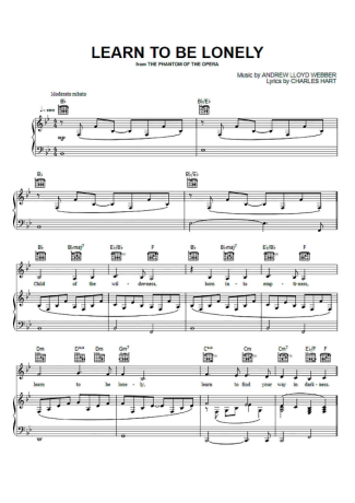 Andrew Lloyd Webber Learn To Be Lonely score for Piano