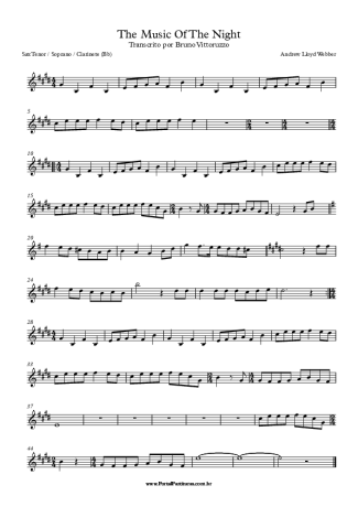 Andrew Lloyd Webber The Music Of The Night score for Tenor Saxophone Soprano (Bb)