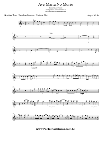 Angela Maria Ave Maria No Morro score for Tenor Saxophone Soprano (Bb)