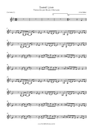 Anita Baker Sweet Love score for Clarinet (C)