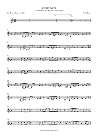 Anita Baker Sweet Love score for Tenor Saxophone Soprano (Bb)