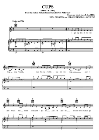 Anna Kendrick Cups score for Piano