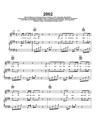 Anne Marie 2002 score for Piano