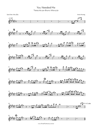 Anne Murray  score for Alto Saxophone