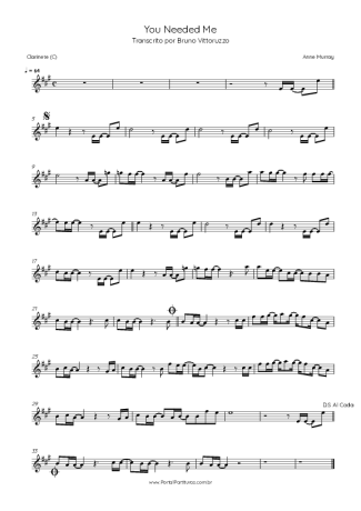Anne Murray You Needed Me score for Clarinet (C)