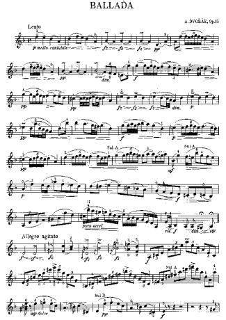 Antonín Dvořák Ballade score for Violin