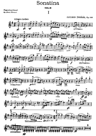 Antonín Dvořák Sonatina score for Violin