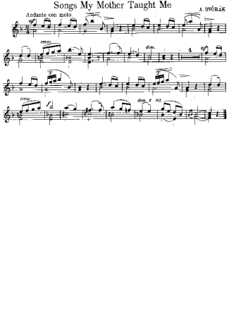 Antonín Dvořák Songs My Mother Taught Me score for Violin